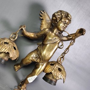 Colgante de Bronce Macizo con Querubín y 2 Luces - imagen 10