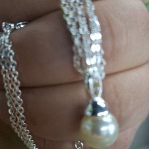 Cadena Gargantilla Triple de Plata con Perla - imagen 4