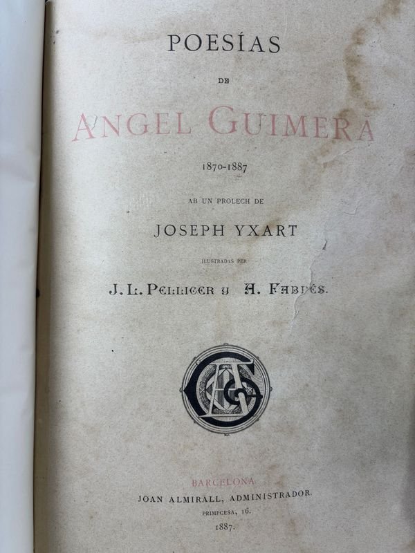 Libro de Poesías de Angel Guimerá 1887 en Español Ilustrado - imagen 2