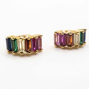 Arillos de Plata con Baño de Oro y Piedras de Colores - imagen 2