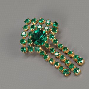 Prendedor Vintage Dorado con Piedras Verdes Esmeralda Fantasía - imagen 5