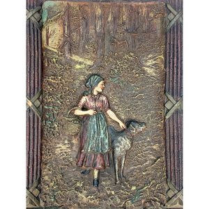 Cuadro en Relieve de Yeso: Dama y Perro en el Bosque (40x25 cm) - imagen 3