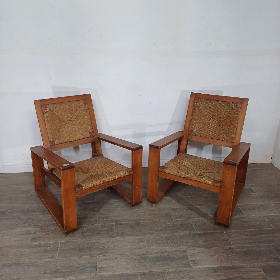 Sillas de madera maciza con asiento y respaldo de cuerda - imagen 2