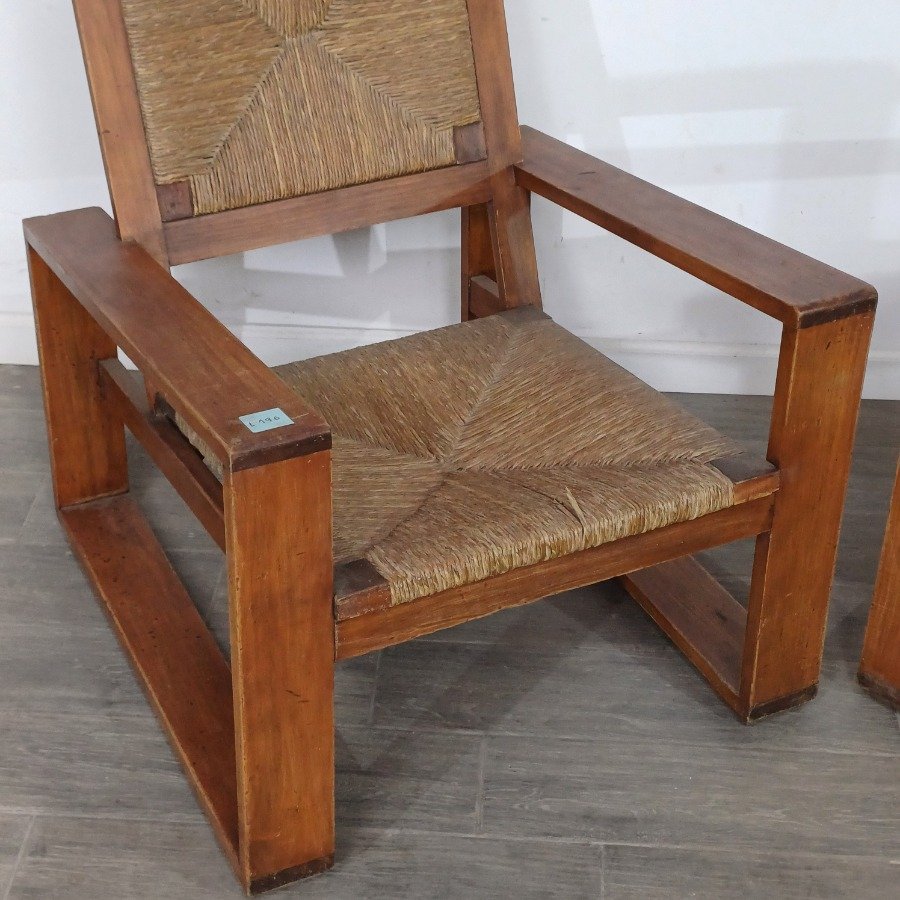 Sillas de madera maciza con asiento y respaldo de cuerda - imagen 3