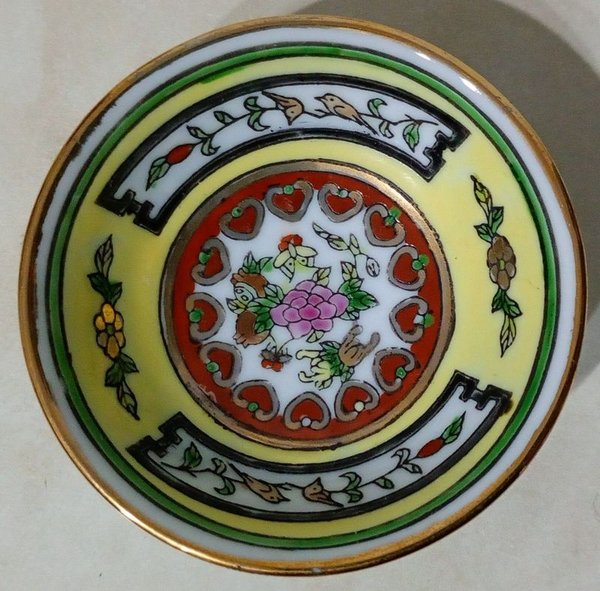 Cuenco Vintage de Porcelana China de Jingdezhen con Diseño Floral y Aves - imagen 1