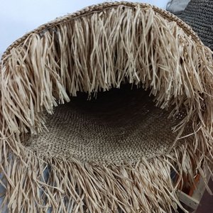 Pantalla de Lámpara Artesanal en Fibras Naturales con Flecos - imagen 6