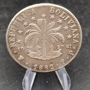 Moneda de Plata Boliviana 8 Soles 1862, Ceca Potosí, Ensayador FP - imagen 4