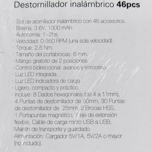 Atornillador Inalámbrico Nappo con Maletín y 46 Accesorios - imagen 4