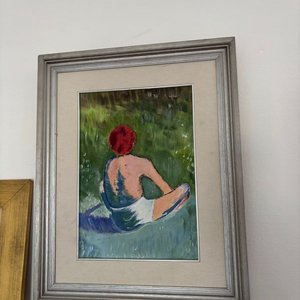 Óleo "Joven Sentado" por Rubén R. Santana Alfonso, Interpretación de Émile Bernard - imagen 1