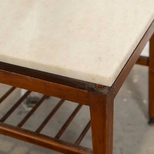 Mesa de Living Cuadrada con Tapa de Mármol y Estante Inferior - imagen 2