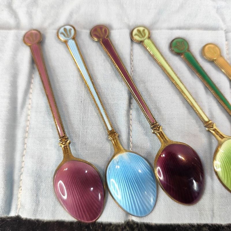 12 majestuosas cucharitas de café selladas DAVID ANDERSEN NORWAY STERLING - imagen 6