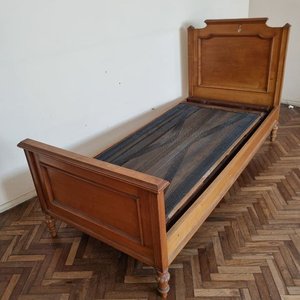 Antigua Cama Luis XVI Una Plaza Madera Noble con Elástico Tejido - imagen 4