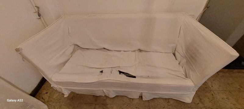 Sillon de tres cuerpos tapizado en tela blanco - imagen 7