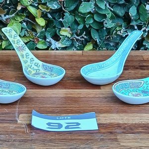 11 Piezas de Cerámica Oriental con Aves, Flores y Figuras - imagen 8