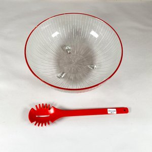Ensaladera de Vidrio con Cuchara Roja - imagen 4