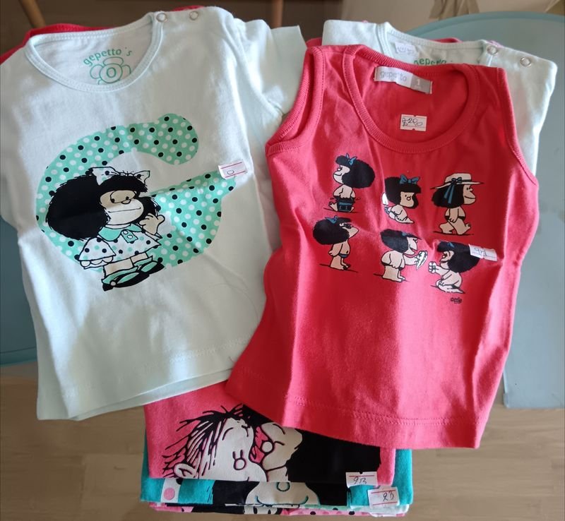 Lote de remeras para bebé con dibujos de Mafalda - imagen 3