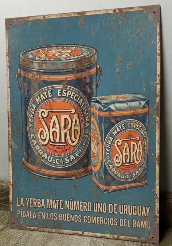Cartel Decorativo Chapa "Sara" Yerba Mate - 28x19 cm