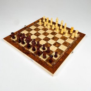Juego de ajedrez y backgammon completo, tablero madera 34 x 34 cm - imagen 2