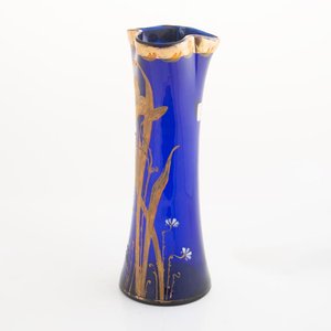 Florero de Cristal Veneciano Azul con Esmalte y Oro - 28cm - imagen 2