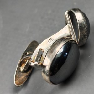 Par de Gemelos de Plata Alemana con Hematita - Buen Estado - imagen 3