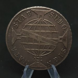Moneda Brasil 960 Reis 1818 Río de Janeiro Plata - Acuñada sobre Chile 1 Peso Independiente - imagen 3