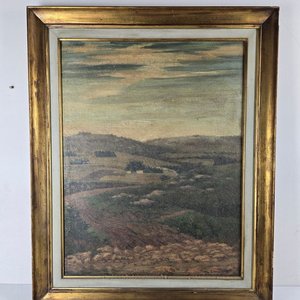 Dos Antiguos Óleos Firmados: Paisaje Rural y Escena Náutica - imagen 2