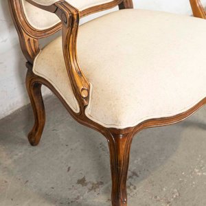 Sillón Estilo Luis XV Tapizado Beige - imagen 3