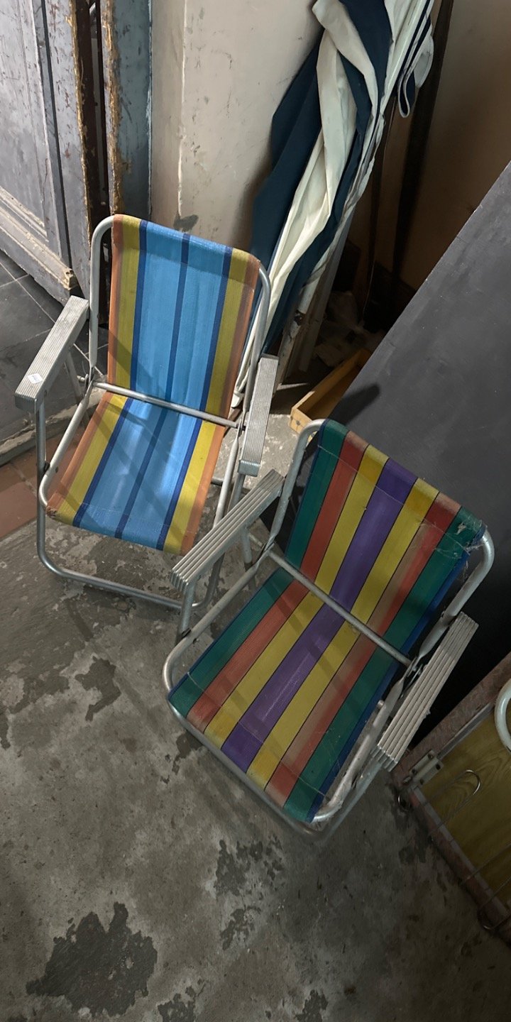 Juego de 2 Sillas de Playa Plegables Rayadas