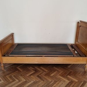 Antigua Cama Luis XVI Una Plaza Madera Noble con Elástico Tejido - imagen 1