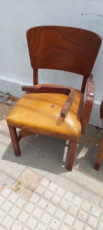 Sillas Art Deco en Madera y Cuero - imagen 3