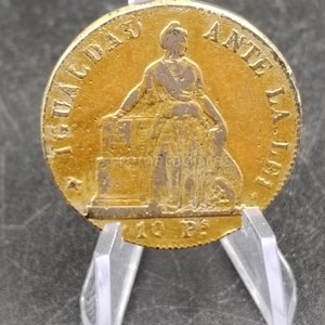 Moneda Antigua de Plata y Oro de Chile - 10 Pesos 1854 - imagen 6