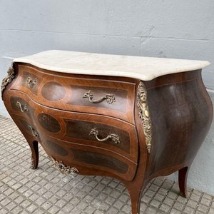 Cómoda Estilo Luis XV Rococó Francés Bombé con Mármol - imagen 6