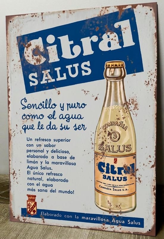 Cartel Metálico Decorativo Citral Salus Vintage