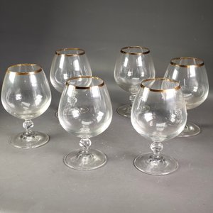 Seis Copas de Cristal para Cognac con Borde Dorado - imagen 3