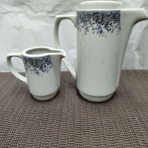 Juego de Café de Porcelana Blanca con Diseño Azul - imagen 2