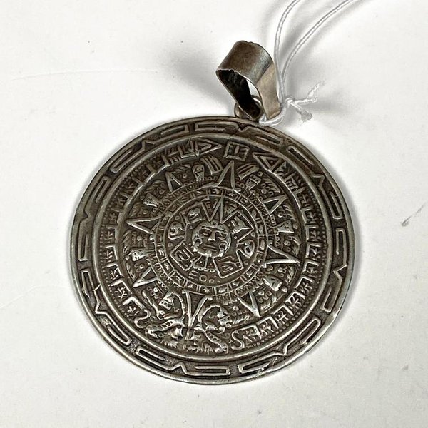 Colgante Plata Ley Calendario Azteca - imagen 1