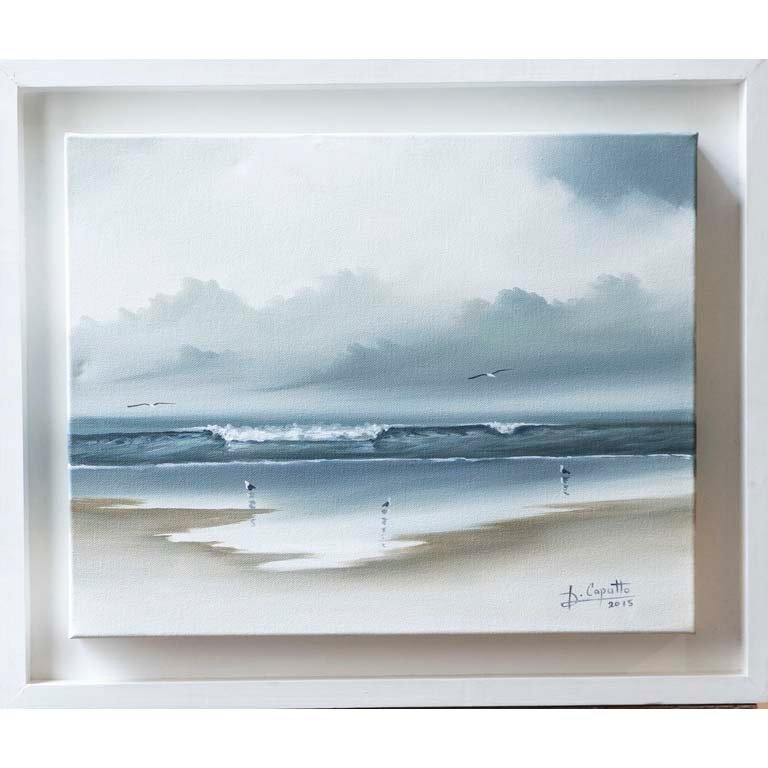 Óleo "Playa" de Caputto, 39.5 x 49.5 cm