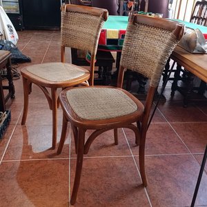 Juego de 2 Sillas Estilo Thonet Madera Curvada y Ratán Natural - imagen 4
