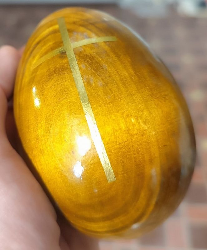 Crucifijo en cristal religioso con huevo de pascua ruso pintado a mano - imagen 3