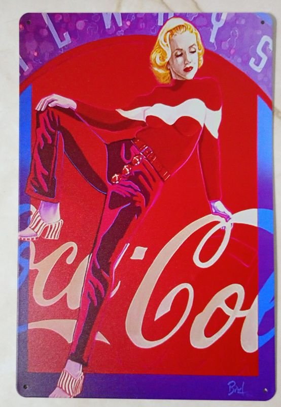 Chapa Publicitaria Coca Cola con Figura Estilo Marilyn Monroe
