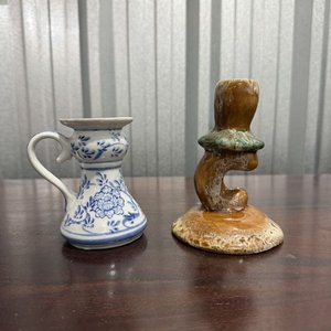 Set de 2 Portavelas de Cerámica Decorativos - imagen 1