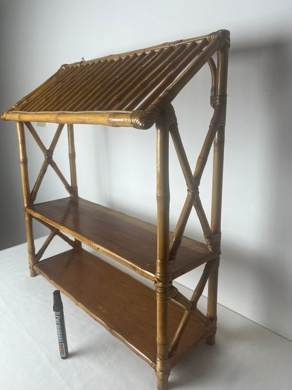 Repisa de bambú con estantes de madera - imagen 3