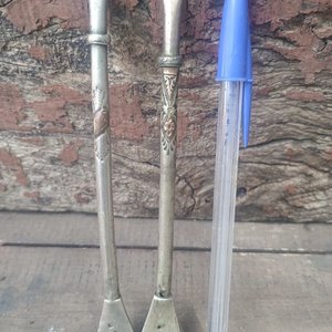 Par de Bombillas para Mate de Plata con Detalles en Oro - imagen 3