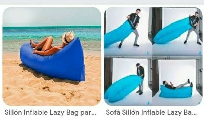 Sillón Inflable Tipo Lazy Bag Azul para Exterior