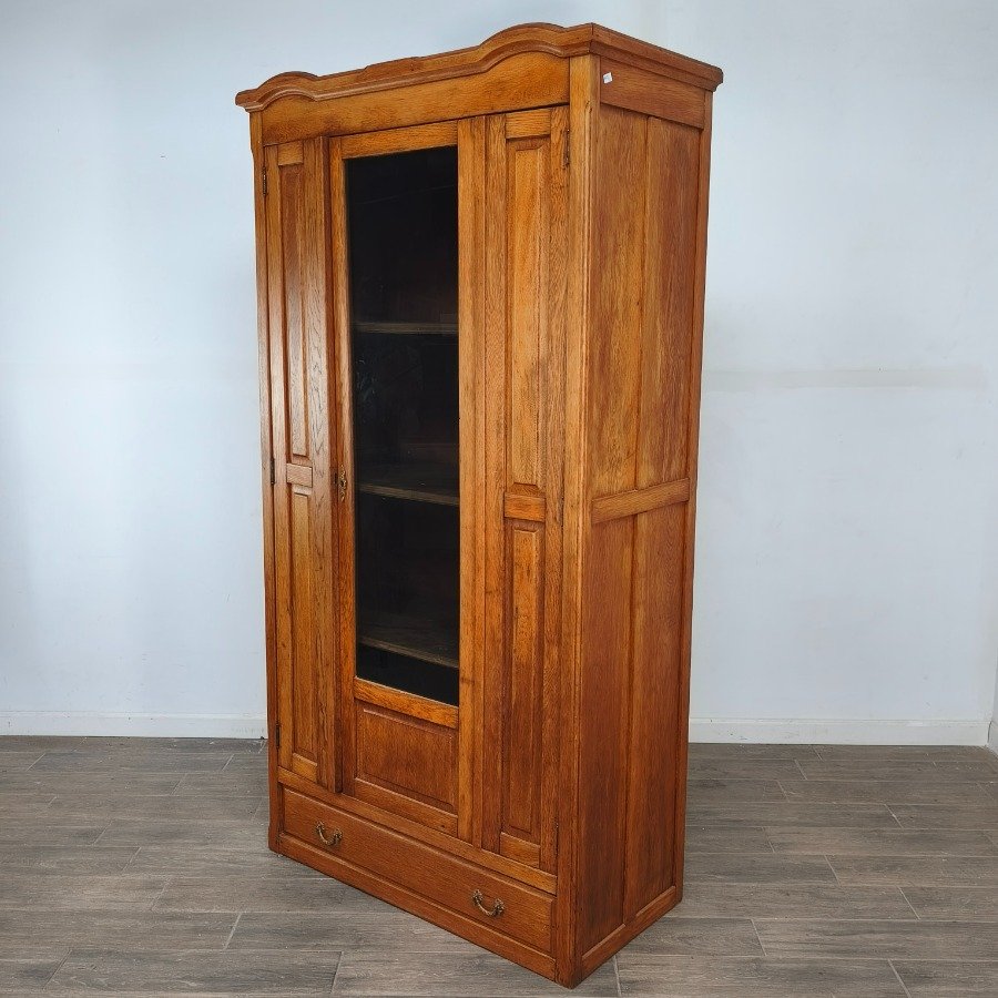 Biblioteca de roble con 2 puertas y un cajón inferior - imagen 11