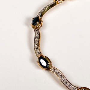 Pulsera de Plata con Baño de Oro, Zafiros y Diamantes - 19 cm - imagen 3