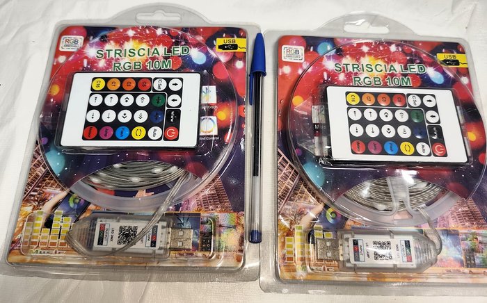 Lote de 2 Tiras de Luces LED RGB Adhesivas 10m con Control Remoto y App