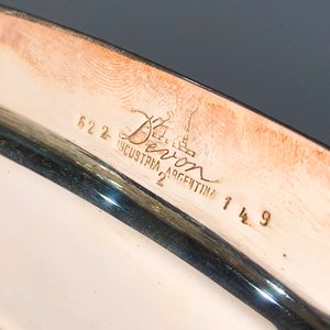 Dos Bandejas Ovaladas de Metal Argentino con Guarda Labrada - imagen 3