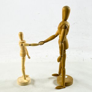 Dos Figuras de Muñeco Articulado en Madera - imagen 2