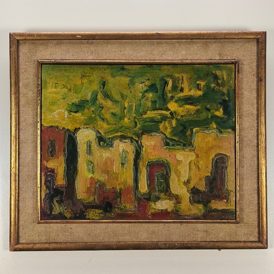 Acrílico sobre Fibra "Paisaje Urbano" de Juan Ángel Viera Firmado